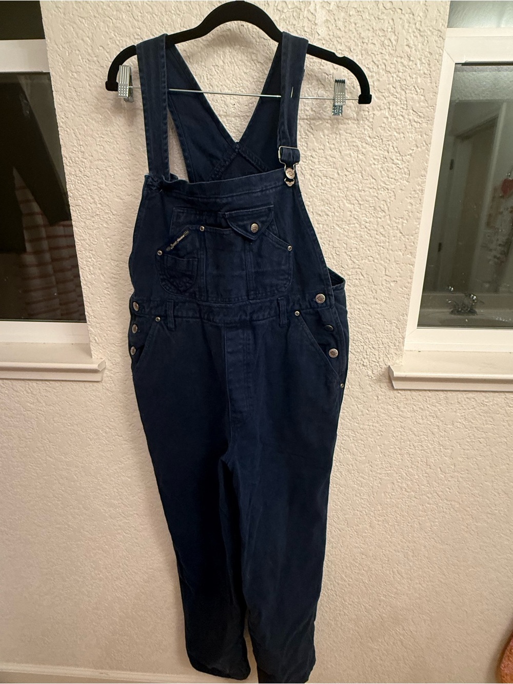 Squeeze Denim Overall Large 100% cotton asymmetric bib (As-Is missing hardware)